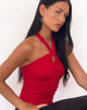 Image of Audrey Halterneck Top in Red Soft Slinky