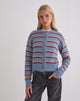 Image of Audrina Cardigan in Blue and Red Stripe