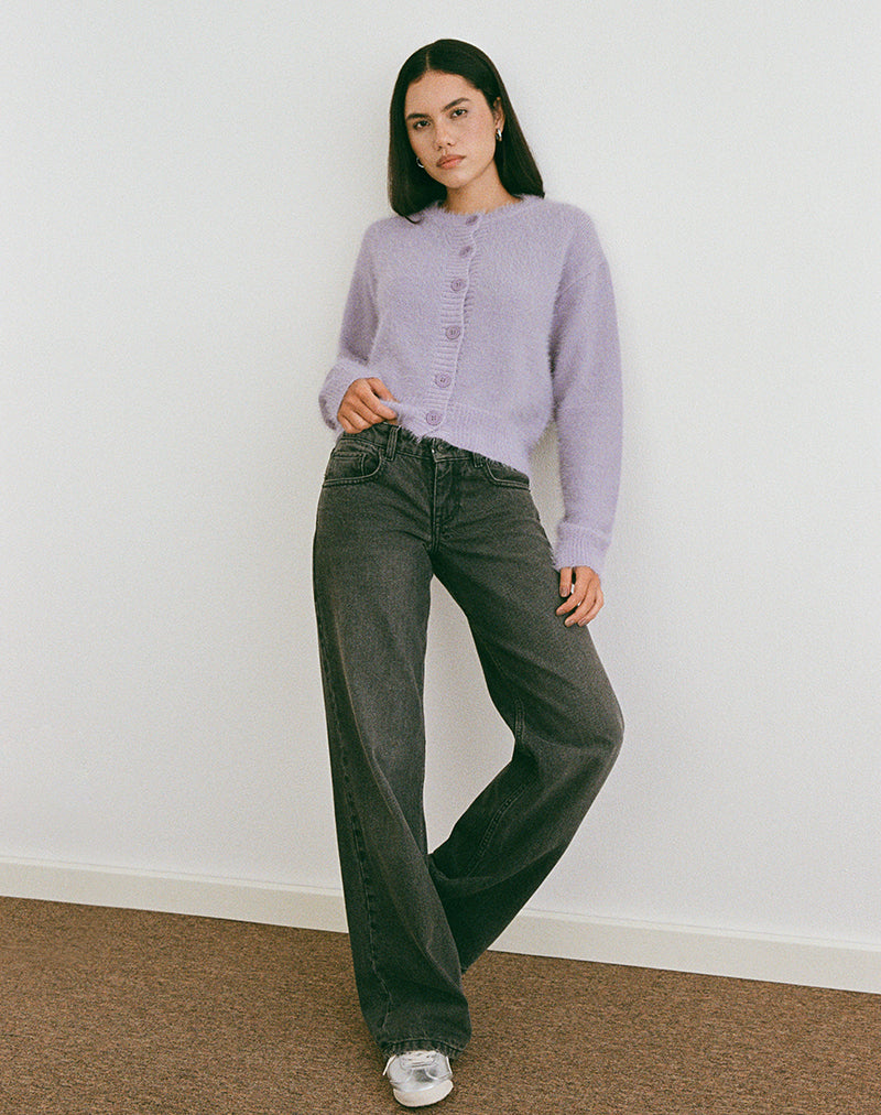 Image of Audrina Cardigan in Fluffy Knit Dusty Lilac