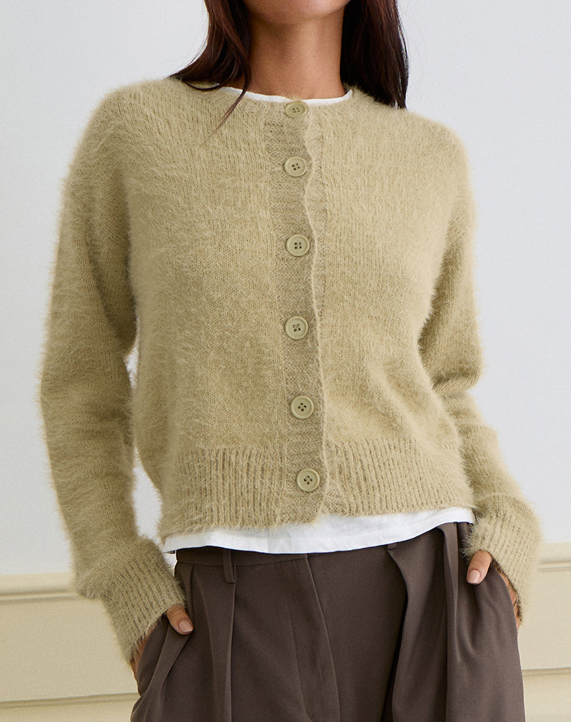 Image of Audrina Cardigan in Fluffy Knit Sage