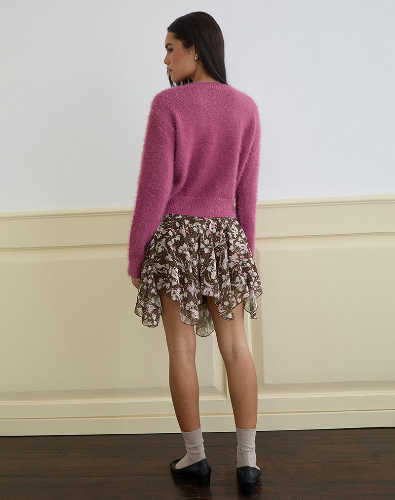 Image of Audrina Cardigan in Fluffy Knit Grape