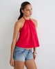 Image of Aure Halterneck Top in Poplin Scarlet Red