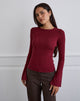 Image of Aven Asymmetric Top in Textured Knit Red