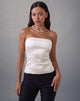 Image of Ayaka Lace Up Corset Top in Satin Jacquard Ivory