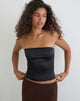 Image of Ayaka Lace Up Corset Top in Satin Black