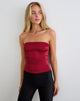 Image of Ayaka Lace Up Corset Top in Satin Red