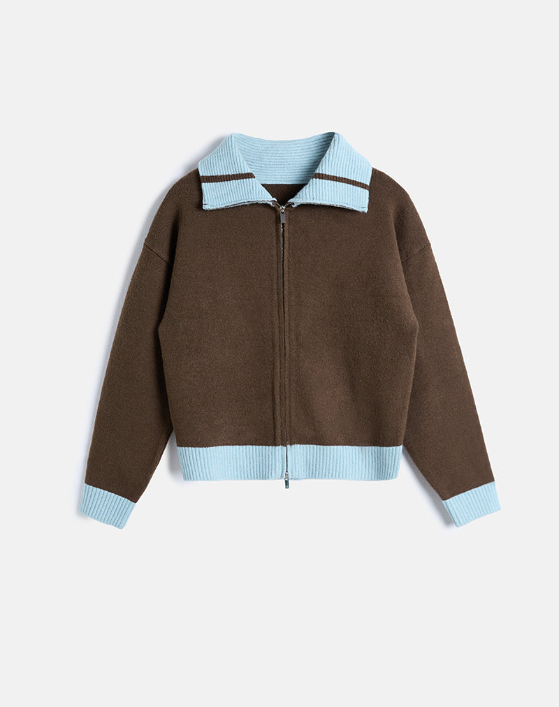 Image of Ayamu Zip Jumper in Knit Brown