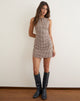 Image of Ayana Backless Mini Dress in Linen Brown Gingham
