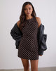 Image of Ayana Open Back Mini Dress in Medium Polka Brown