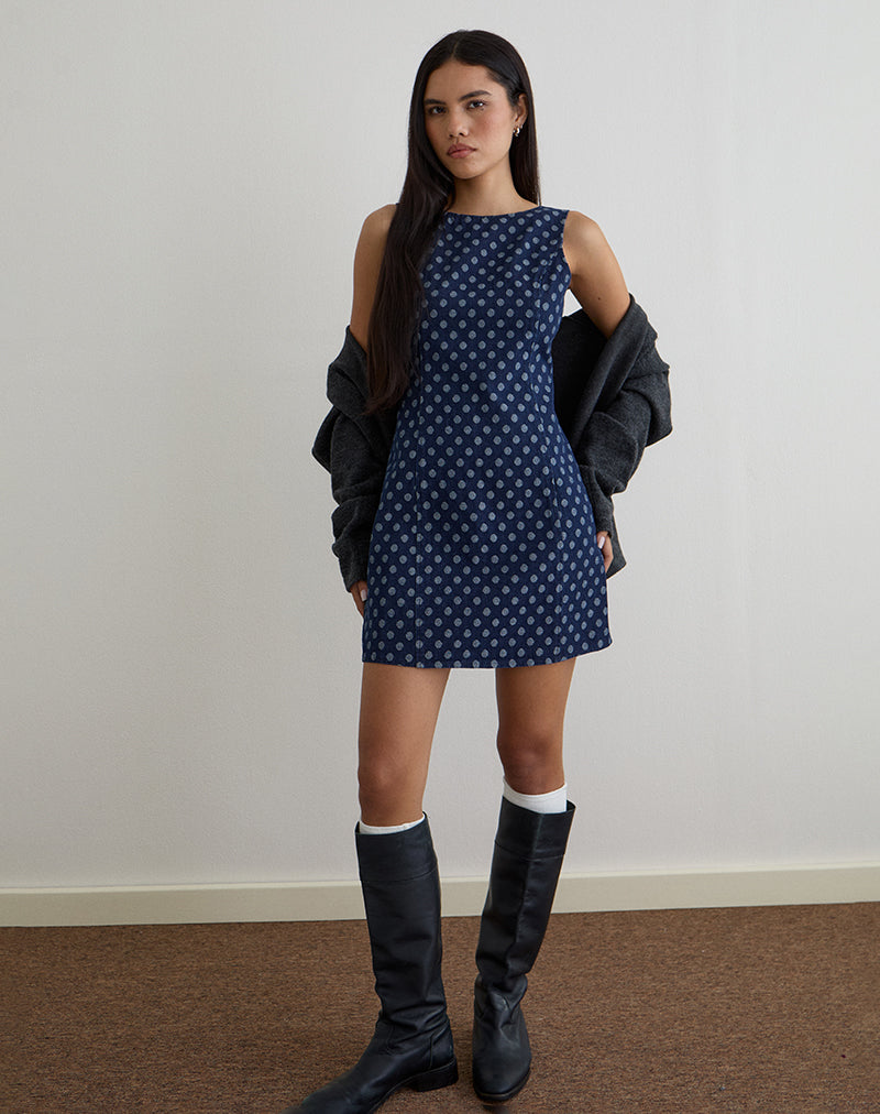 Image of Ayura Dress in Polka Chambray Indigo