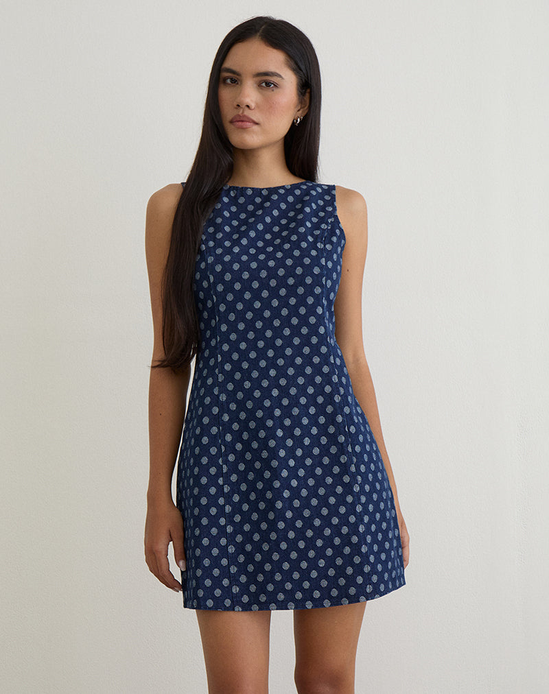 Image of Ayura Dress in Polka Chambray Indigo