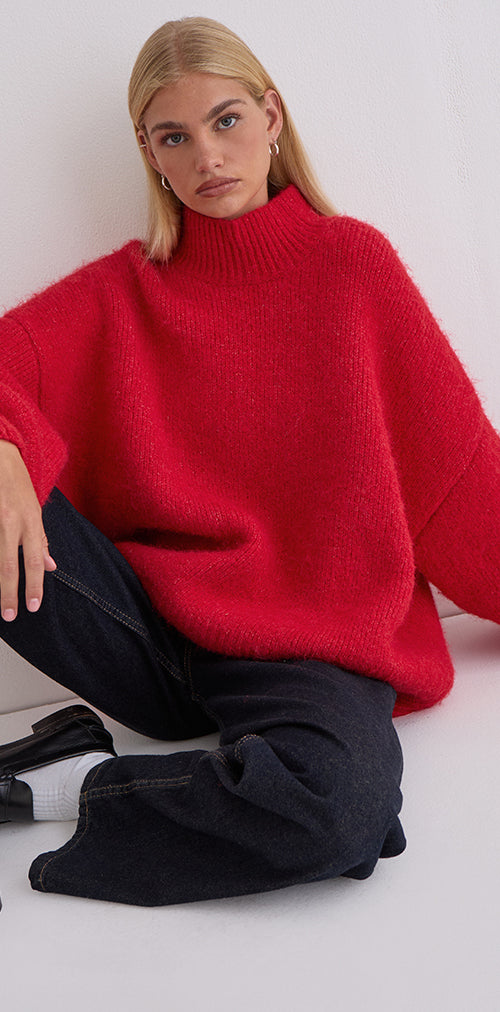 Image of Amato Oversized Jumper in Red