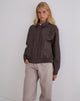 Image of Aviara Cropped Jacket In PU Dark Brown