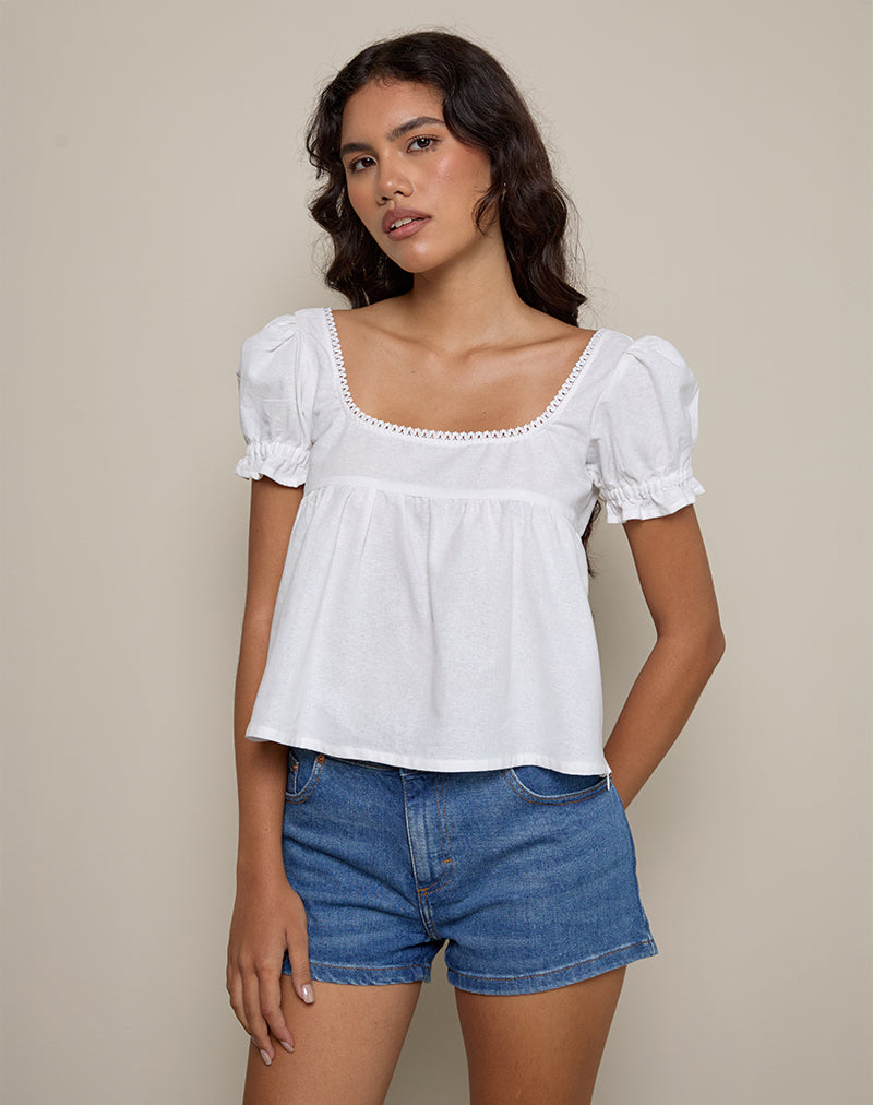 White Short Sleeve Poplin Blouse | Wilmot – motelrocks.com