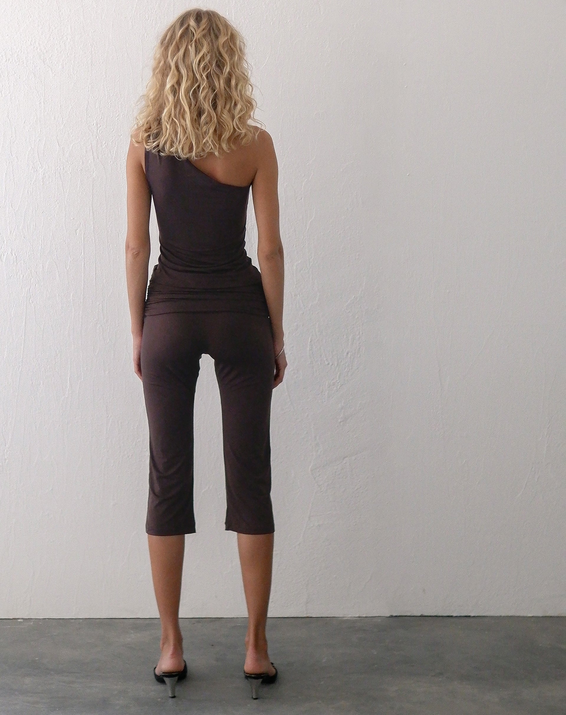 Mocca Capri Trousers with Wrap Waistband Effy motelrocks