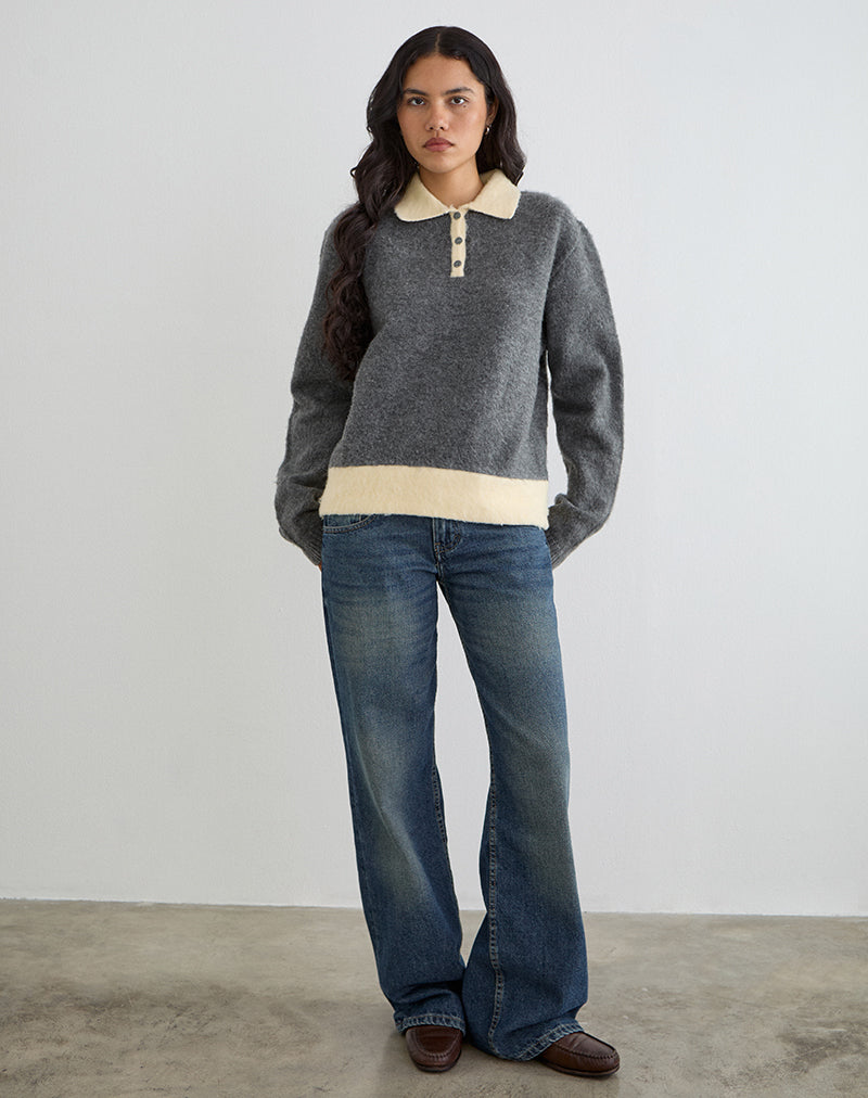 Image of Balamoa Jumper in Knit Grey and Cream