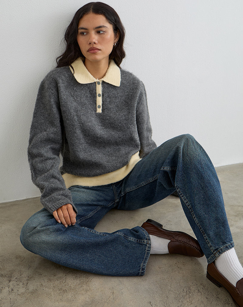 Image of Balamoa Jumper in Knit Grey and Cream