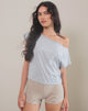 Image of Balia Asymmetric Short Sleeve Basic Top in Grey Marl