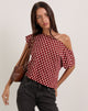 Image of Balia Asymmetric Short Sleeve Top in Polka Wine