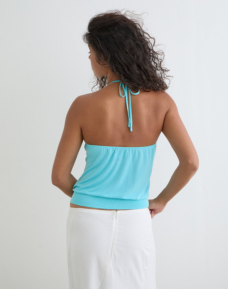 Aqua Cupro Halter Top | Ballerie – motelrocks.com