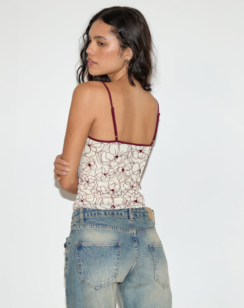 Image of Barlyn Cami Top in Line Flower Cream