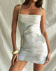 Image of Basir Cowl Neck Mini Dress in Abstract Painted Flower Blue