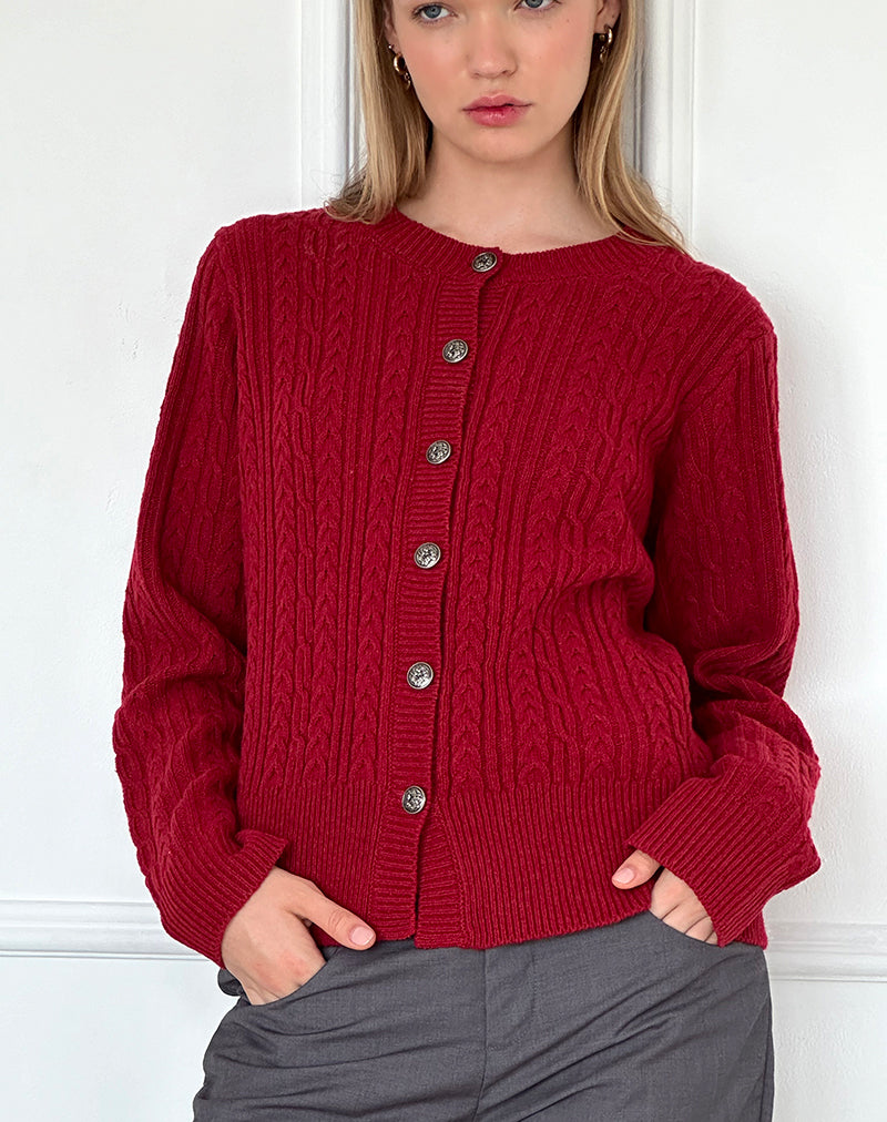 Red cardigan with hood hotsell