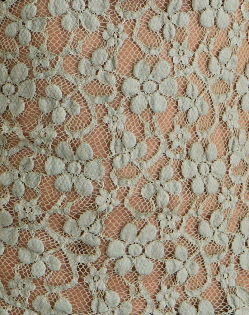 Beerus Long Sleeve Mock Neck Top in Lace Sage Green