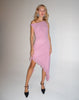 Image of Beleri Ruffle Asymmetric Dress in Pink Chiffon