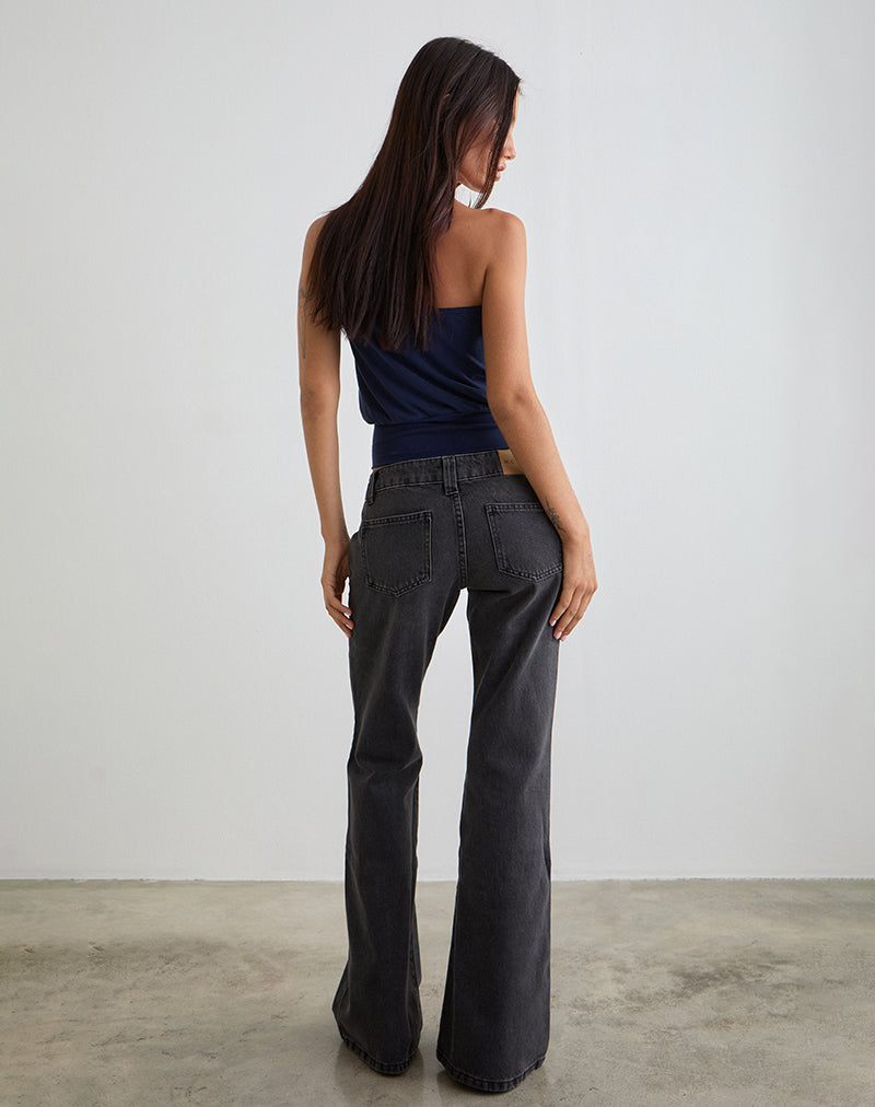 Image of Bell Bottom Low Rise Flare Jeans in Vintage Black