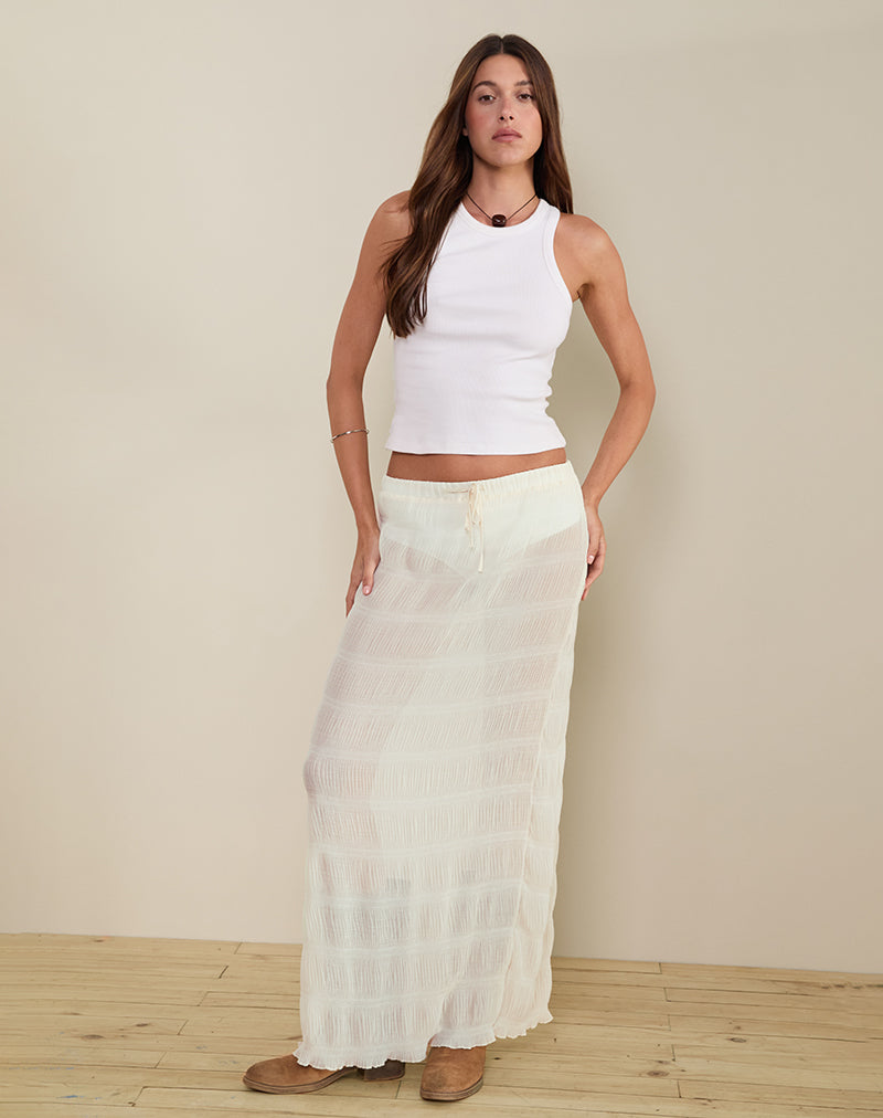 Image of Bente Unlined Maxi Skirt in Chiffon Plisse Ivory