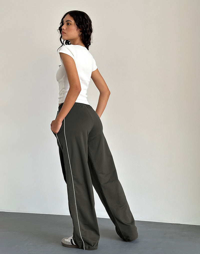 Image of Benton Wide Leg Jogger in Olive with 'M' Embroidery