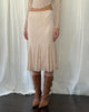 Image of Betharia Frill Detail Midi Skirt in Nude Lace