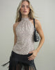 Image of Beyi Halterneck Top in Chiffon Sequin Nude