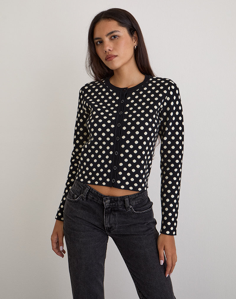 Image of Bhavina Cardigan in Mono Polka