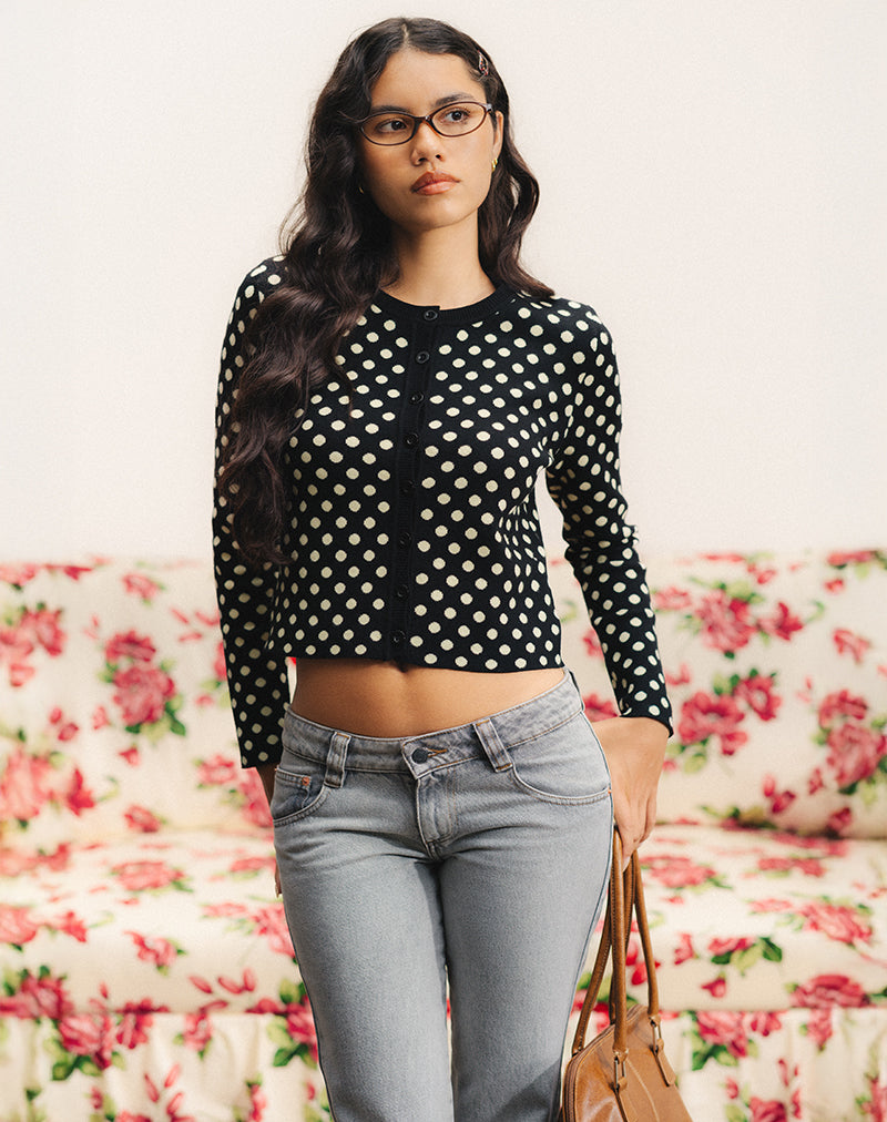 Image of Bhavina Cardigan in Mono Polka