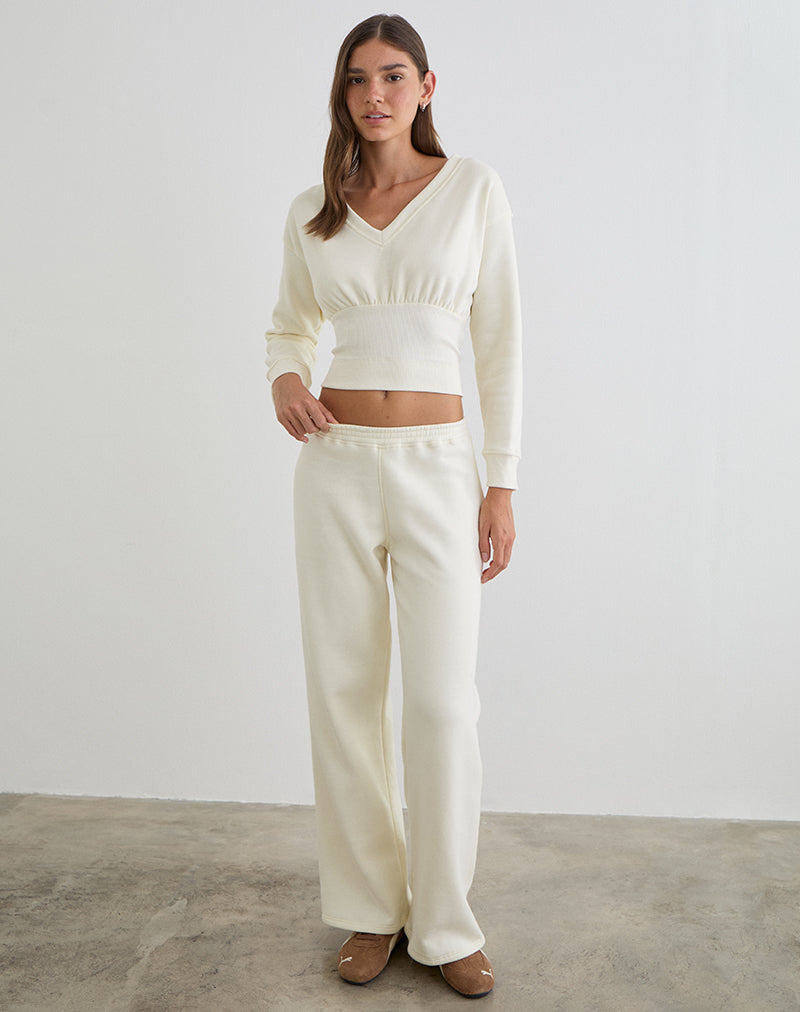 Cille Loose Jogger in Fleece Winter White