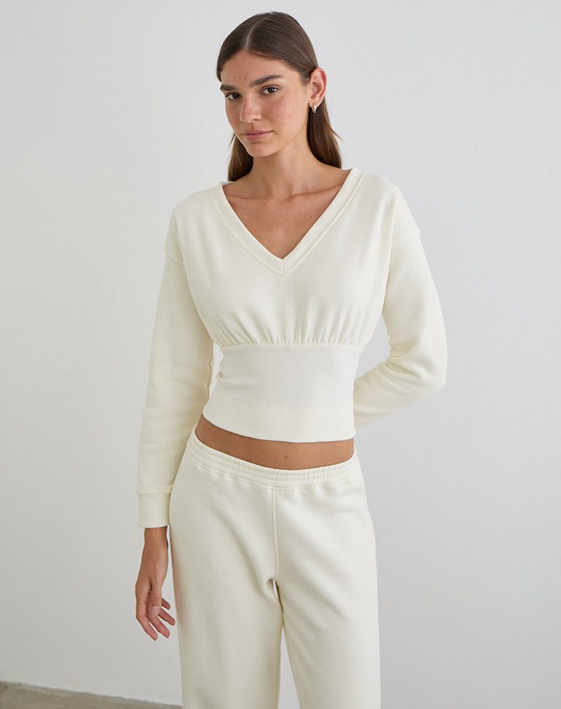 Image of Bigail V Neck Jumper in Winter White