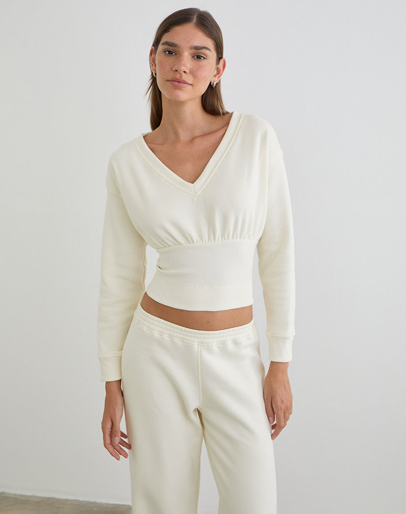 Bigail V Neck Jumper in Winter White