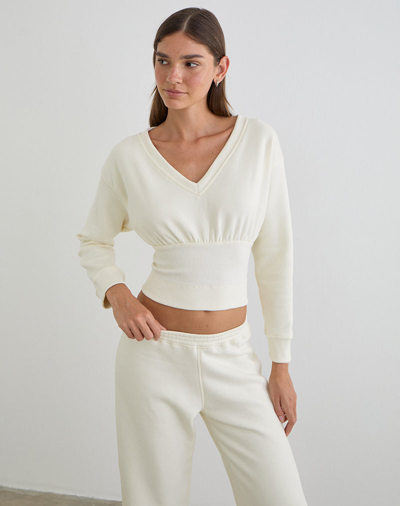 Image of Bigail V Neck Jumper in Winter White