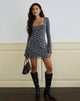 Image of Bindara Mini Dress in Pretty Petal Flock Dark Grey