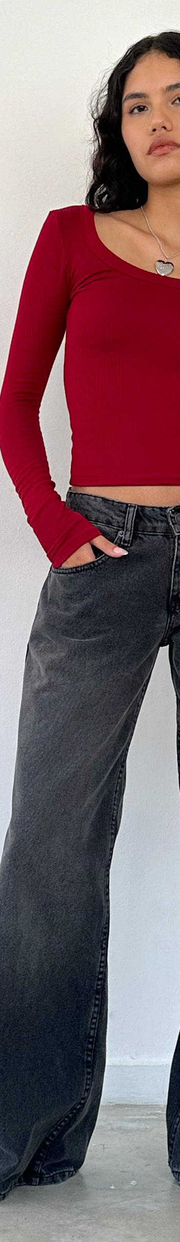 Adrenaline Red Extra Long Sleeve Top | Binlo – motelrocks.com