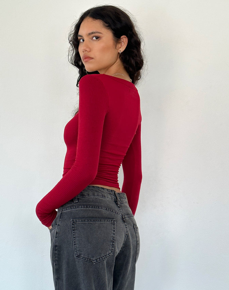 Adrenaline Red Extra Long Sleeve Top | Binlo – motelrocks.com