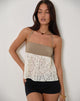Image of Bironita Halterneck Top in Ivory and Brown Lace Mix