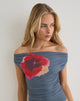 Image of Bisik Top in Grey with Big Petal Script