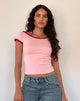 Image of Bitha Top in Ballet Pink with Adrenaline Red Binding