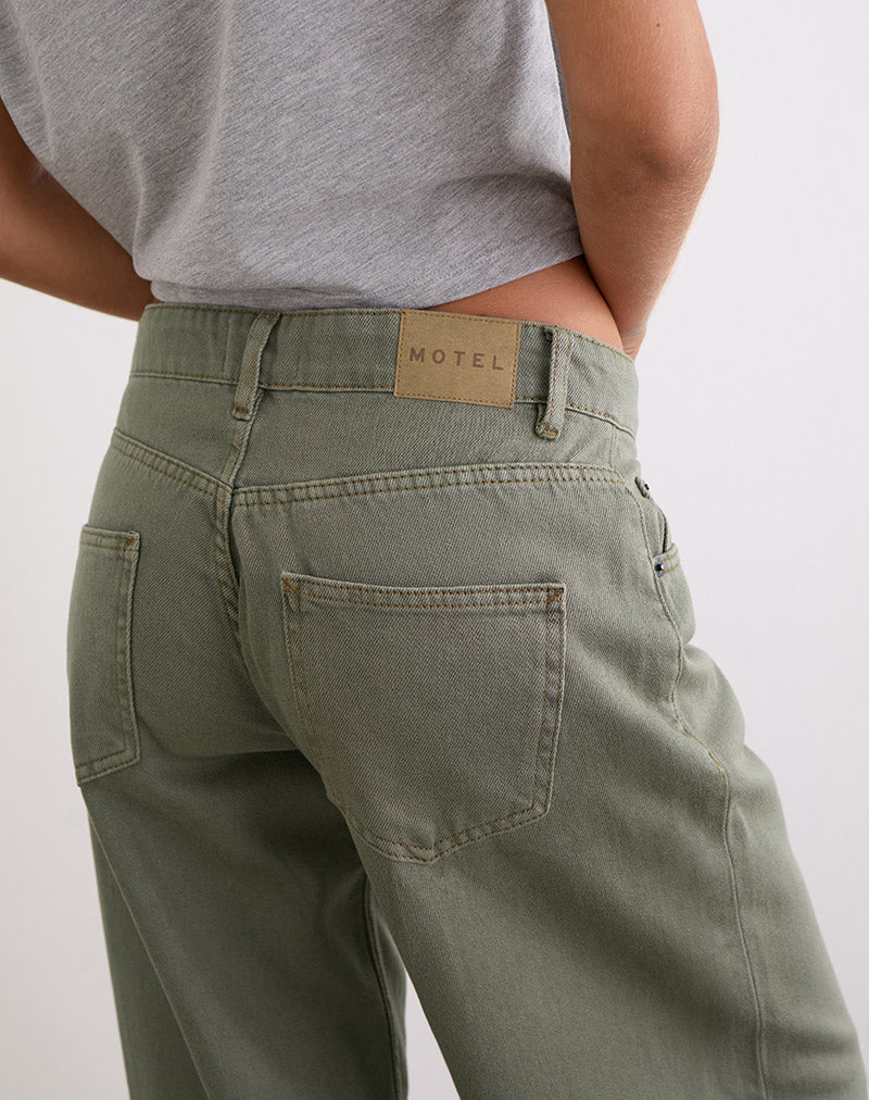 Image of Low Rise Roomy Jeans in Fern Green