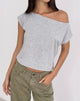 Image of Bizzy Top with Studded Neckline in Grey Marl