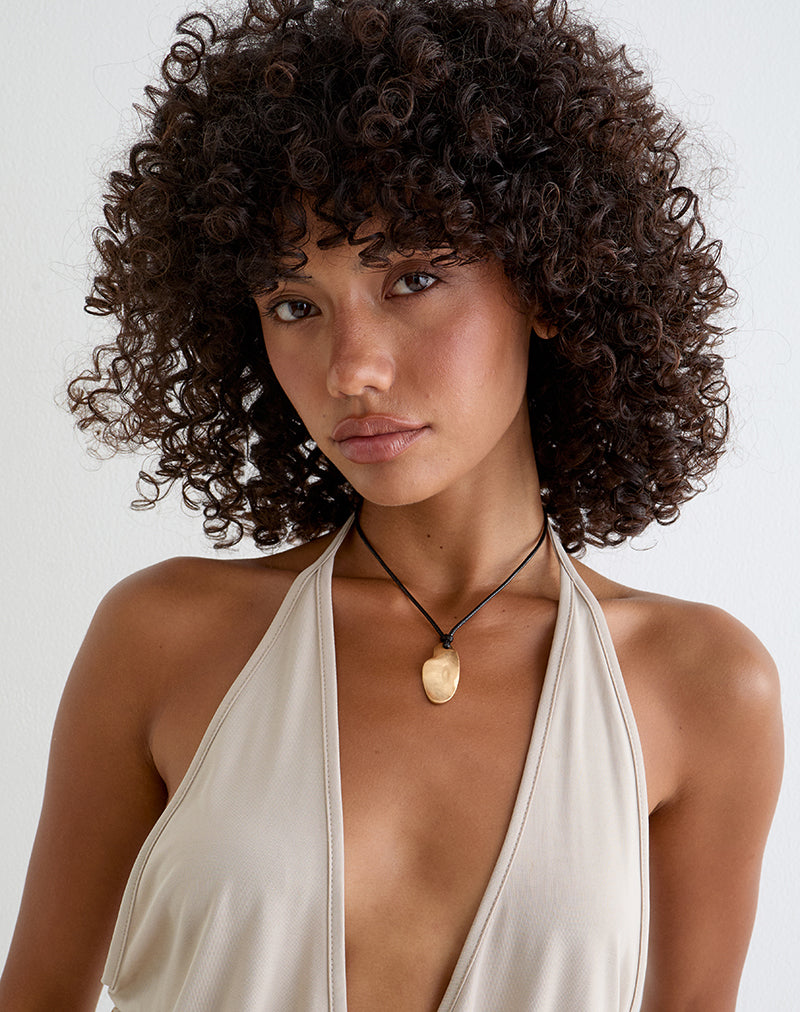 Black Wrap Cord Necklace with Gold Plated Pendant