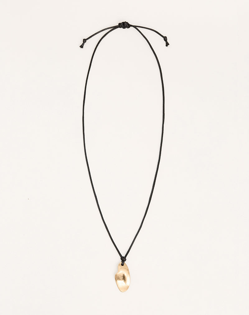 Image of Black Wrap Cord Necklace with Gold Plated Pendant